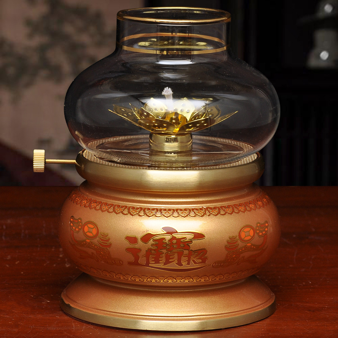 黄铜酥油灯招财油灯灯盏家用寺庙佛堂供佛油灯长明灯佛灯防风灯座