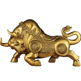 牛摆件铜牛全铜低头牛金钱牛家居客厅办公室店铺招财开业工艺品