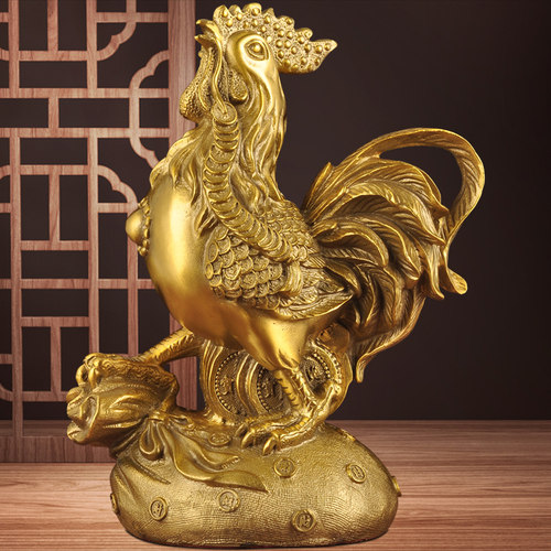 黄铜招财公鸡摆件大吉大利