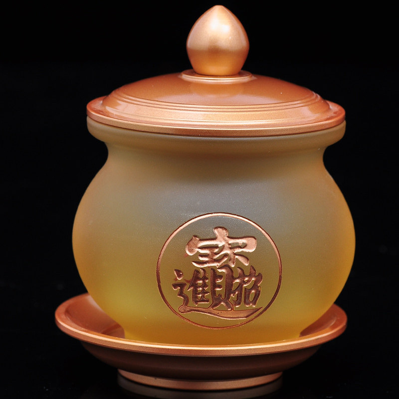 琉璃圣水杯摆件佛前供水杯供佛杯观音净水杯家用佛堂供杯佛具用品
