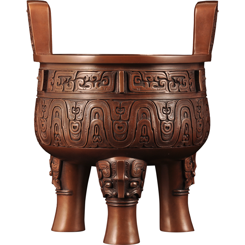 紫铜三足圆鼎摆件鼎盛千秋大克铜鼎家居客厅玄关装饰品商务礼品