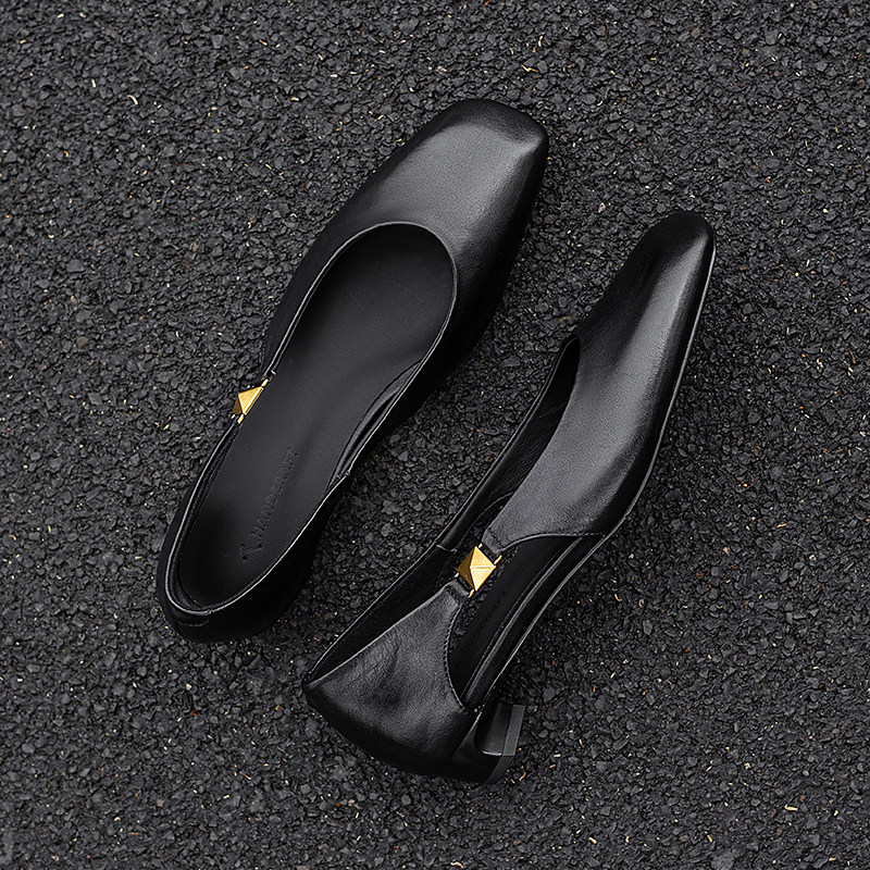 成都手工鞋头层牛皮新款设计师小方头百搭头层羊皮方跟真皮单鞋女,女鞋,浅口单鞋,淘宝优惠券,粉丝福利购,淘宝优惠卷