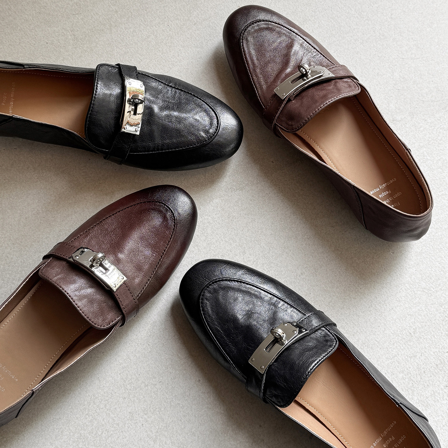 复古水洗马皮女鞋真皮灰色锁扣乐福鞋女秋平底黑色单鞋英伦小皮鞋,女鞋,乐福鞋（豆豆鞋）,淘宝优惠券,粉丝福利购,淘宝优惠卷