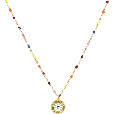 波西米亚法式珐琅工艺项链女