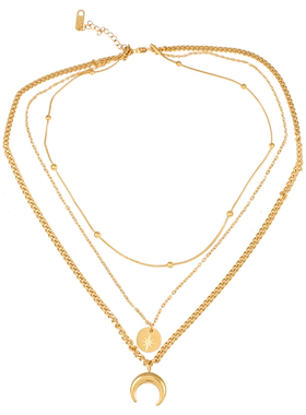 多次欧美风项链钛钢星星月亮吊坠不掉色饰品简约气质锁骨链蹦迪