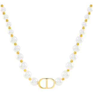 温婉珍珠项链女短款毛衣链新款潮时尚百搭气质饰品钛钢个性配饰