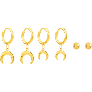 3件套耳环ins冷淡风月牙耳扣多耳洞配饰简约气质钛钢耳钉极简耳饰