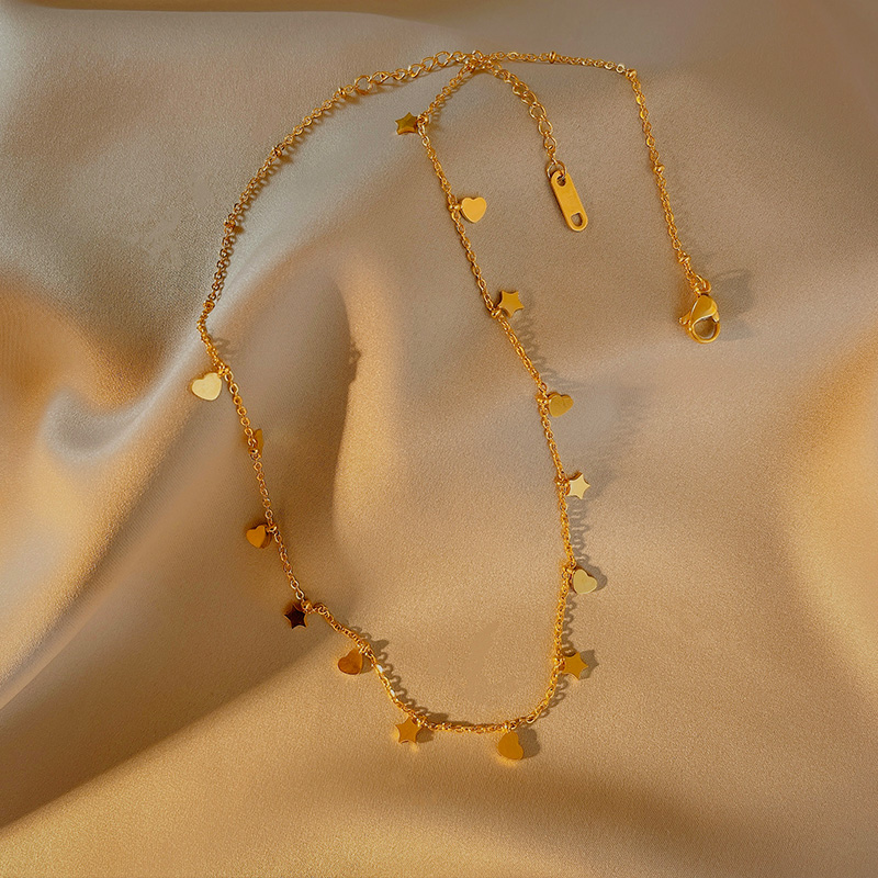 欧拉拉钛钢不掉色项链心心五角星