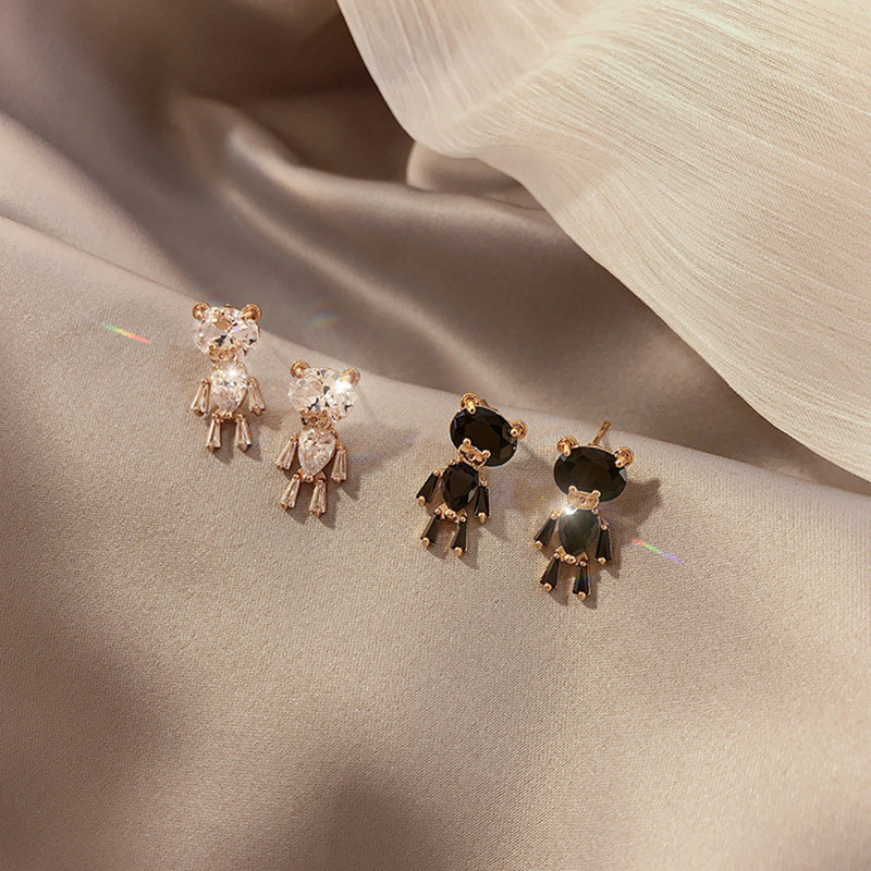 lovely Little Bear Full bore Ear Studs Simplicity Versatile temperament senior zircon Earrings 925 Silver needle Trinketin the Accessories/Fashion Jewelry, Earring , Earrings  category - from Buy2taobao.com to provide professional Taobao agent buy service