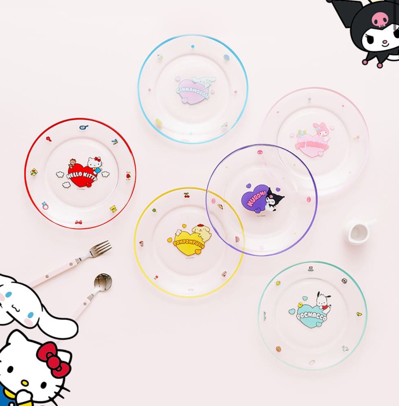 韩国代购 hello kitty melody 家用可爱玻璃杯/碗碟/餐具