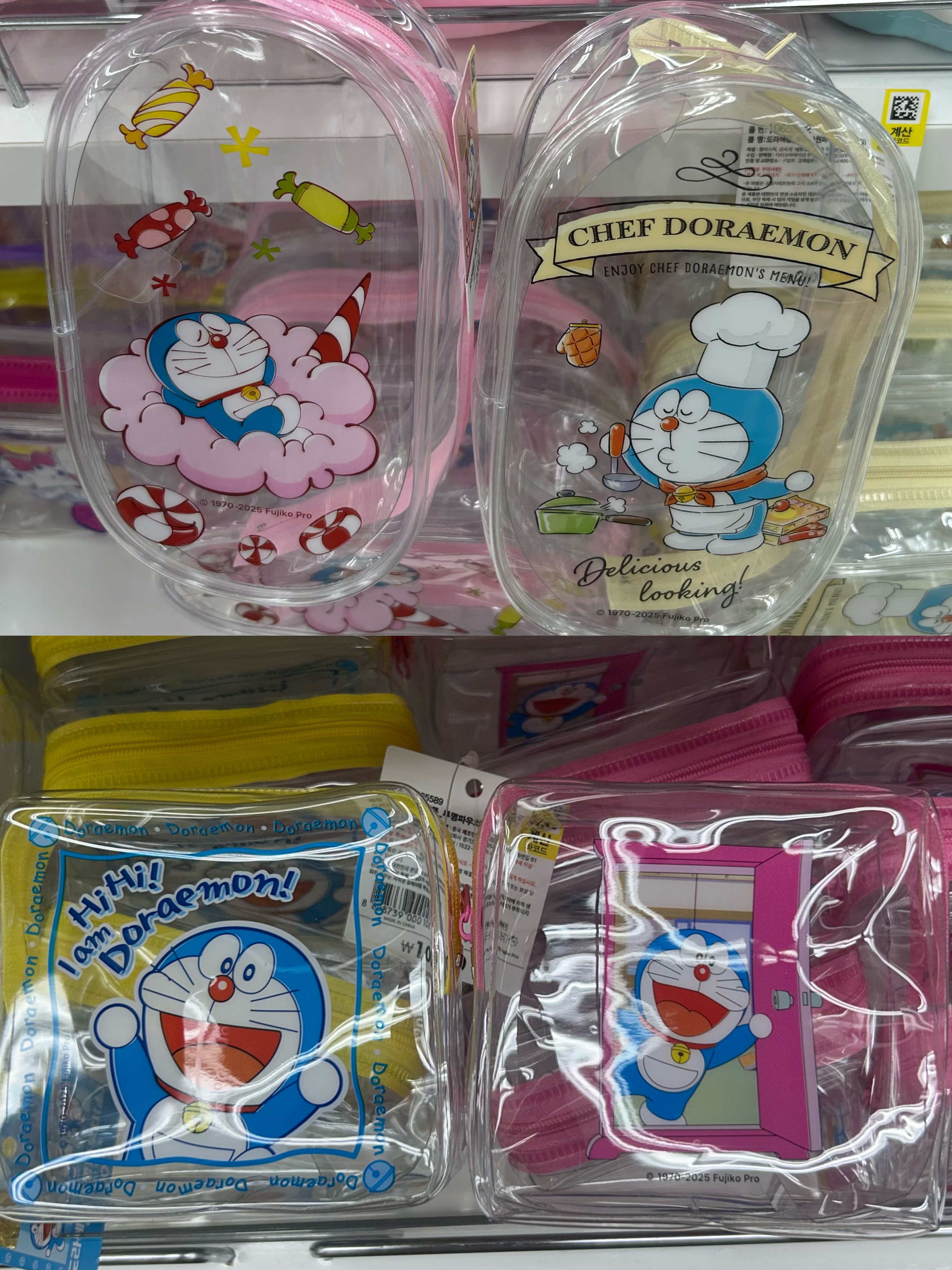 韩国正品 超可爱 哆啦A梦 doraemon 透明收纳包化妆包笔袋/笔