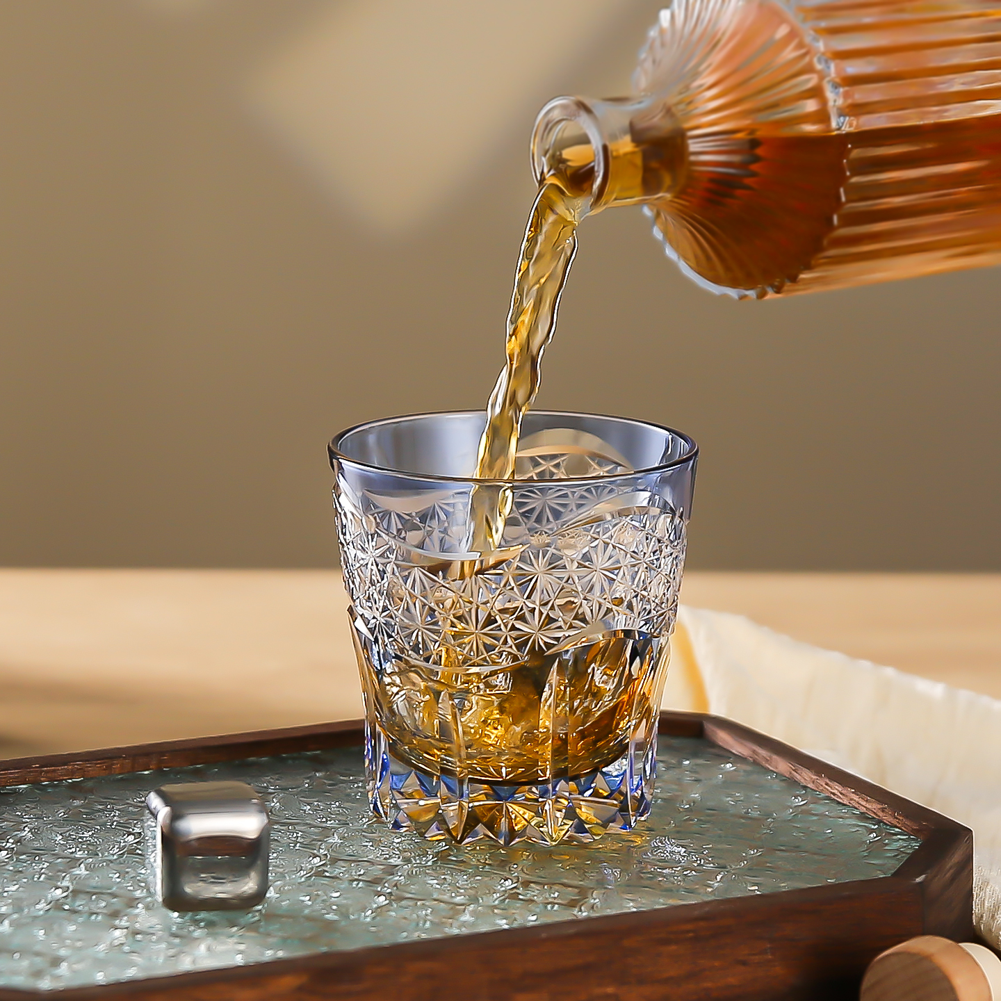 日式江户切子水晶玻璃洋酒杯轻奢高级感威士忌杯烈酒杯白酒杯水杯