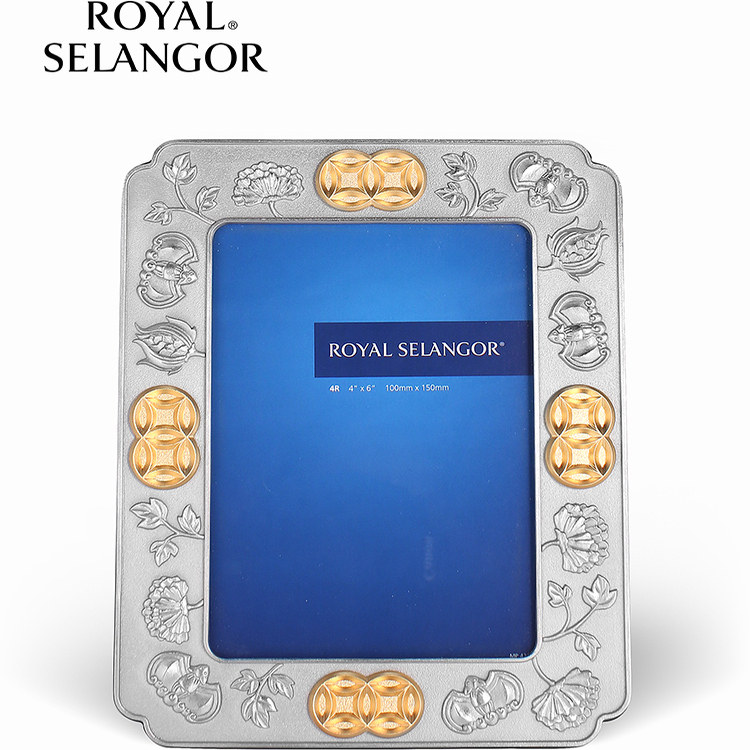皇家雪兰莪ROYAL SELANGOR手工锡制金钱相框家居饰物摆件6寸照片