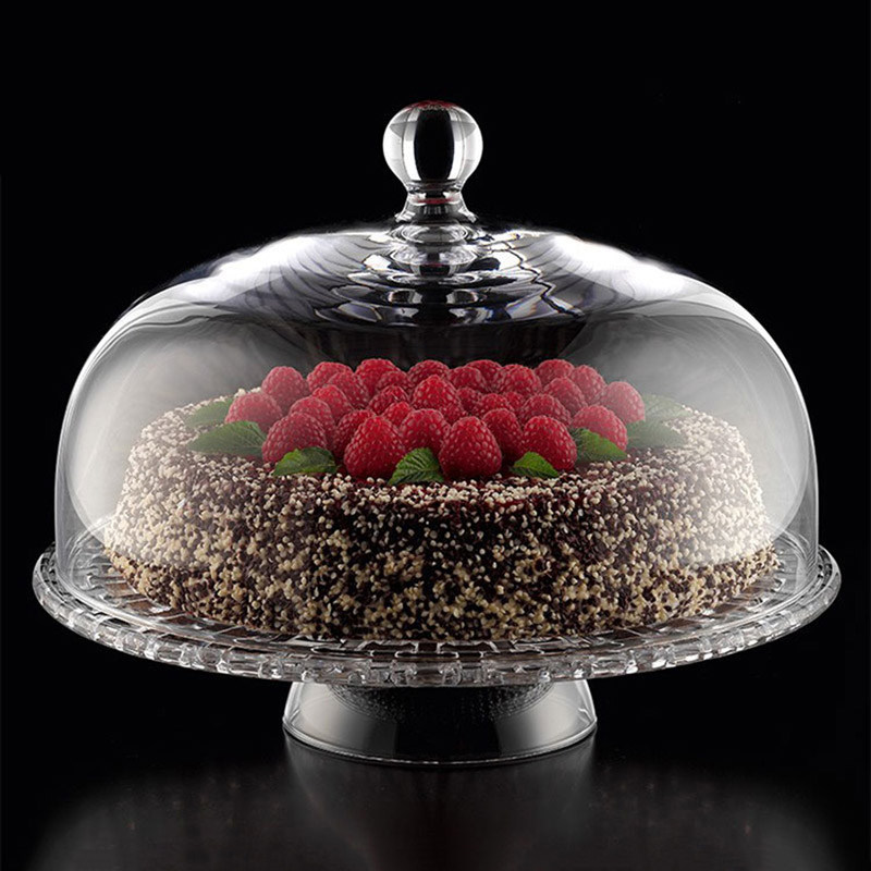 欧式水晶玻璃创意蛋糕盘带盖玻璃罩西餐甜点水果盘子酒店餐厅托盘