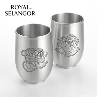 马来西亚进口皇家雪兰莪台北国立故宫博物院锦绣对杯锡制品水杯子