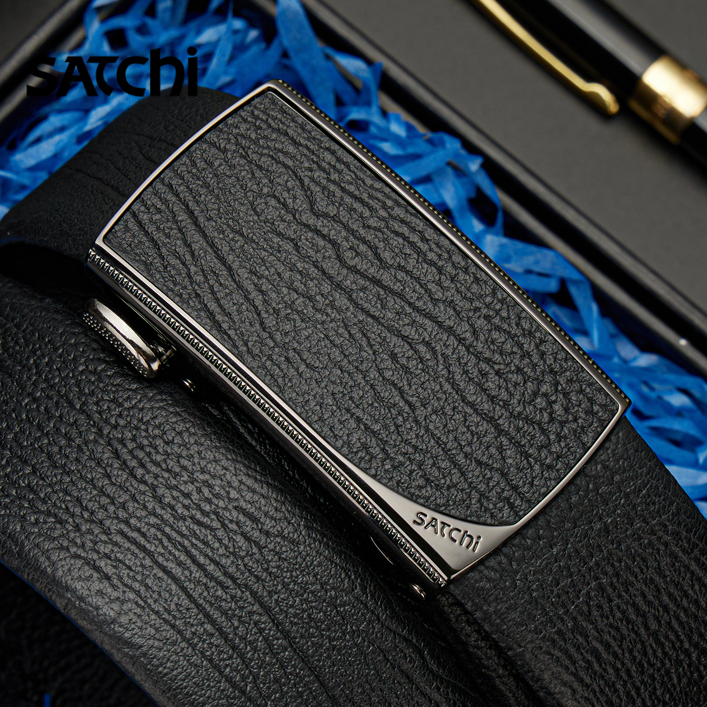 沙驰皮带男真皮商务青年潮头层