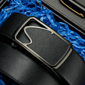 沙驰皮带男真皮商务时尚 内插扣裤 带休闲简约头层牛皮自动扣腰带