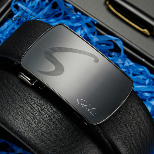 沙驰皮带男真皮商务正品 青年头层牛皮内穿自动扣腰带礼盒送男友