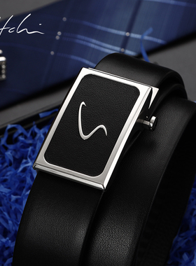 沙驰皮带男真皮商务时尚头层牛皮裤带休闲不锈钢男正品自动扣腰带