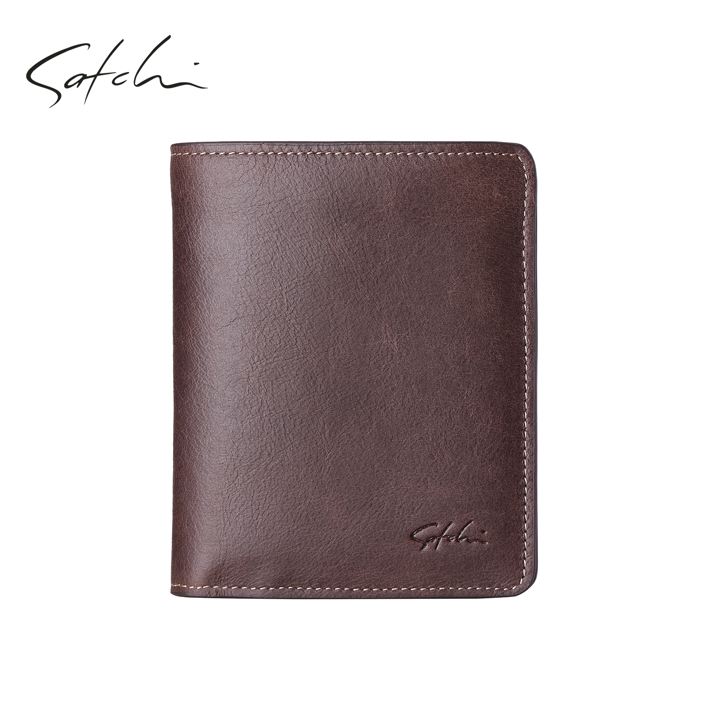 SATCHI/沙驰男士钱包卡包一体式竖款休闲真皮2025新款轻薄证件包