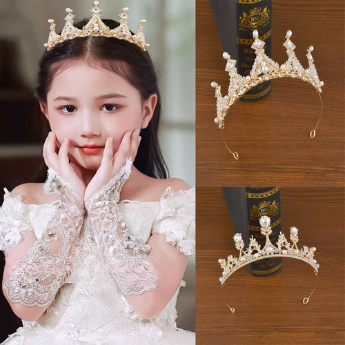 女童皇冠头饰儿童高端水晶王冠生日礼物公主宝宝发夹新娘发饰