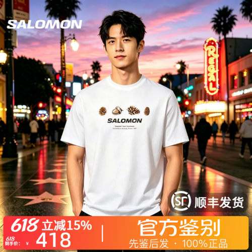 SALOMON萨洛蒙正品CREST SS户外男潮流休闲徒步印花短袖T恤D00290