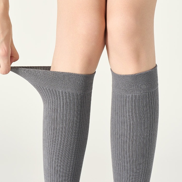 灰色小腿袜子女春秋压力瘦腿高筒