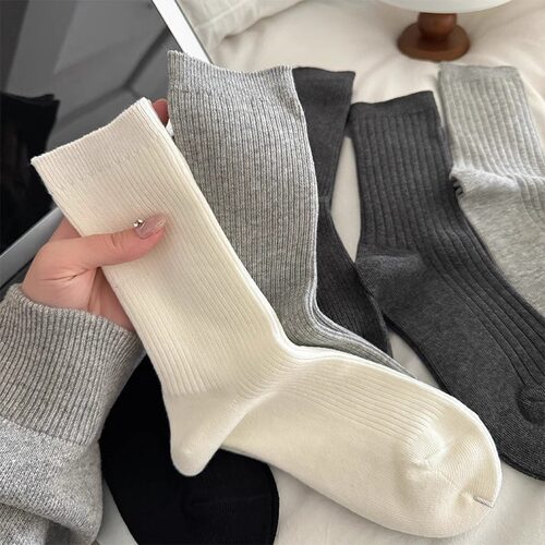 白色袜子女中筒袜秋冬季
