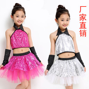 儿童演出服2017新款妇童表演服装中大童拉丁舞蹈服蓬松纱裙套装