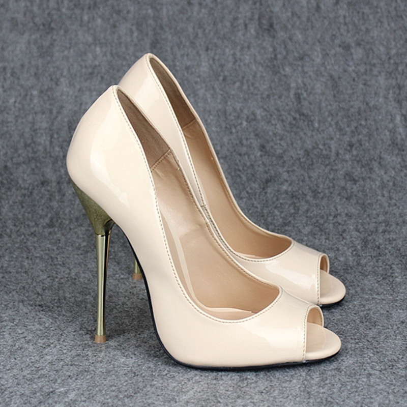 Black silk America 14 centimeter Metal Stiletto Shallow mouth Fish mouth Single shoes Large Sky High Playing CD Four seasons Versatile new patternin the Women's Shoes, Low shoes  category - from Buy2taobao.com to provide professional Taobao agent buy service