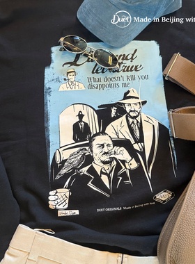 2025duet原创 复古漫画风格live and let strive圆领黑色卫衣