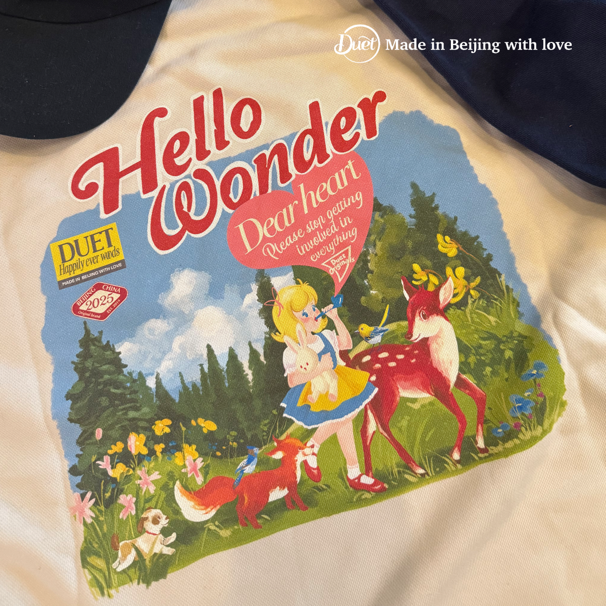 2025duet原创 森林女孩漫画风格插肩袖毛圈休闲卫衣