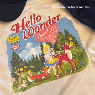 插肩袖 毛圈休闲卫衣 森林女孩漫画风格 2025duet原创