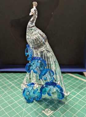 香港正品水晶 绝版孔雀水晶摆件 全新正品
