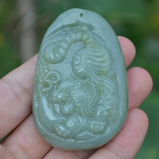 送证书 天然和田玉虎把件 礼品玉器手玩件手把件