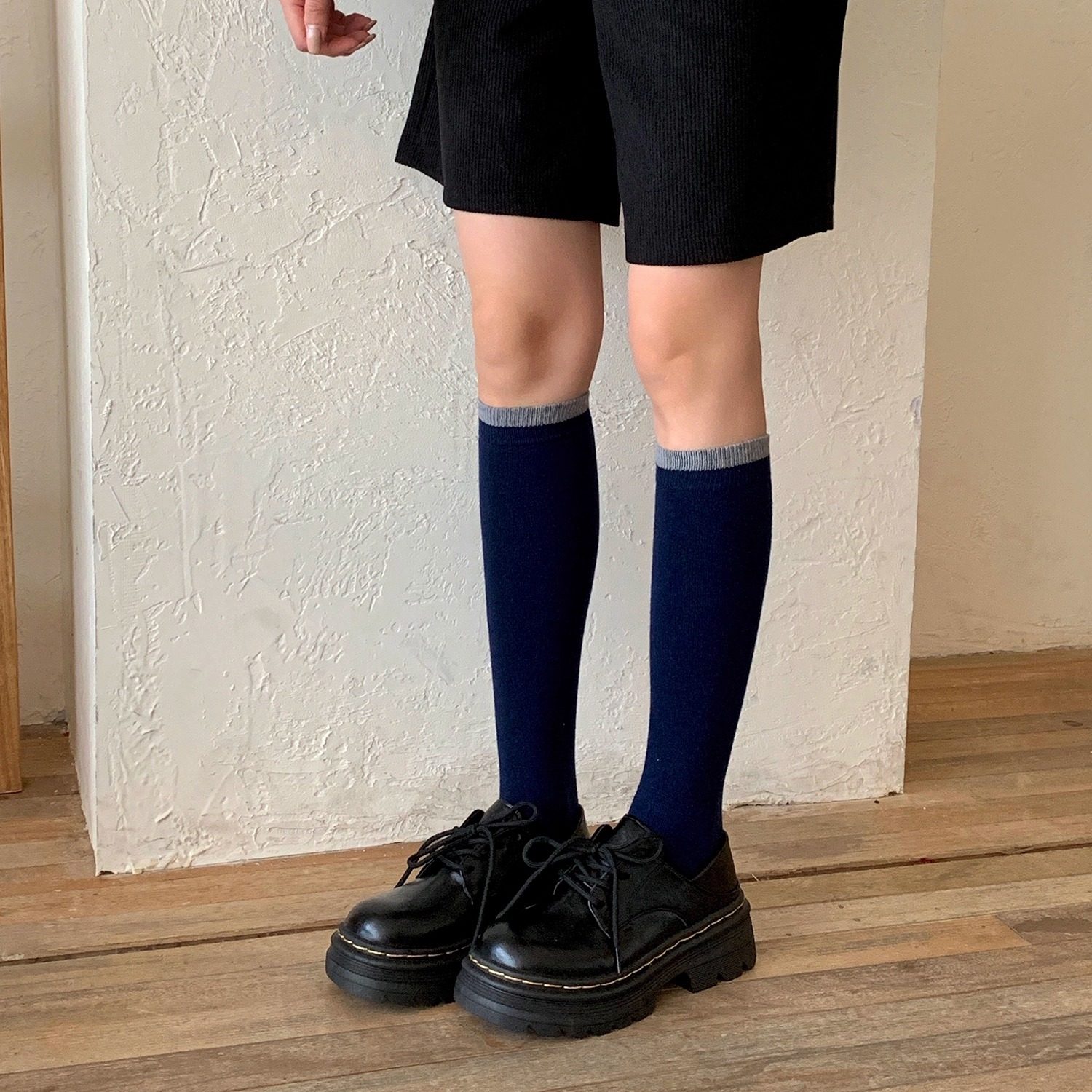 羊毛小腿袜子女藏蓝色显瘦长筒袜秋冬季保暖学院风高筒袜韩系堆堆,女士内衣/男士内衣/家居服,长筒袜,淘宝优惠券,粉丝福利购,淘宝优惠卷