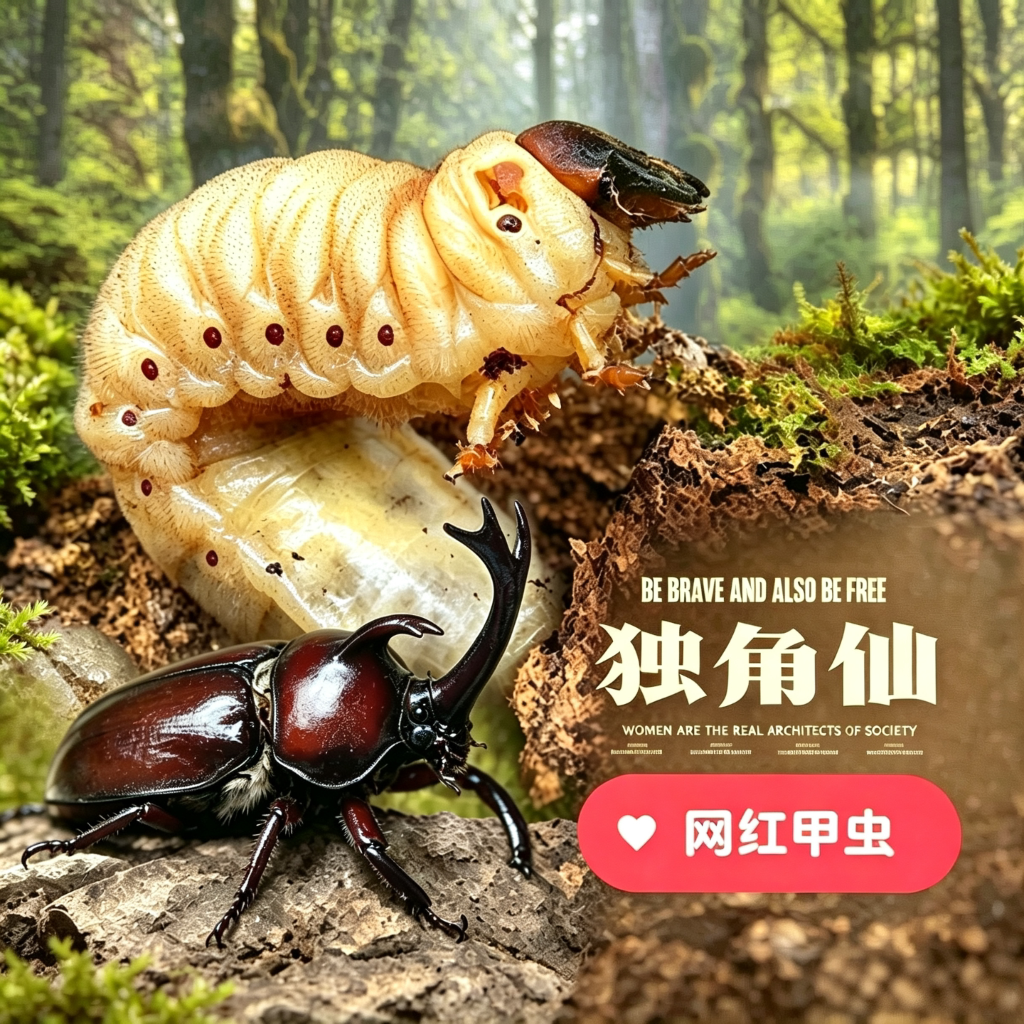 独角仙幼虫活虫一公一母套餐大号甲虫姬兜宠物带发酵木屑饲养盒子