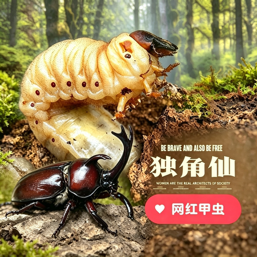 独角仙幼虫活虫一公一母套餐大号甲虫姬兜宠物带发酵木屑饲养盒子