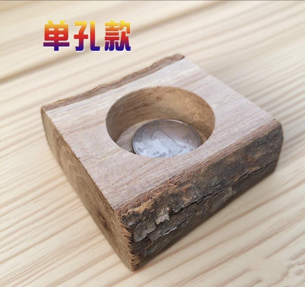 甲虫新款果冻台独角仙取食器甲虫食台单孔双孔实木广口宽口果冻台图片