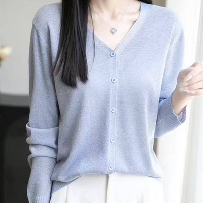 清凉一夏～薄如蝉翼防晒衫软天丝亚麻鎏金纱针织开衫夏百搭外套