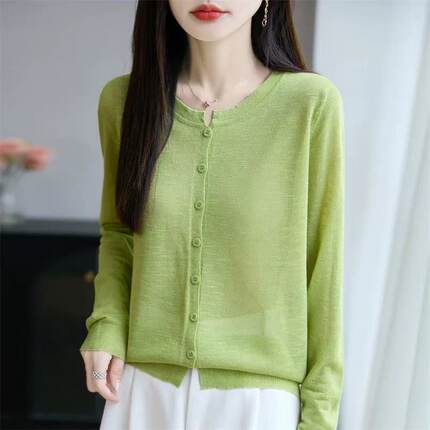 灰色高级感薄款开衫女夏2026新款防晒竹节麻坎肩配吊带裙子外搭