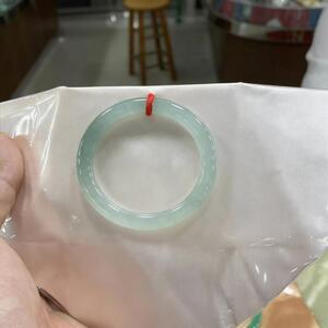 “暮霜缀玉”缅甸翡翠手镯玉镯子女款冰种绿飘花新年送闺蜜处理