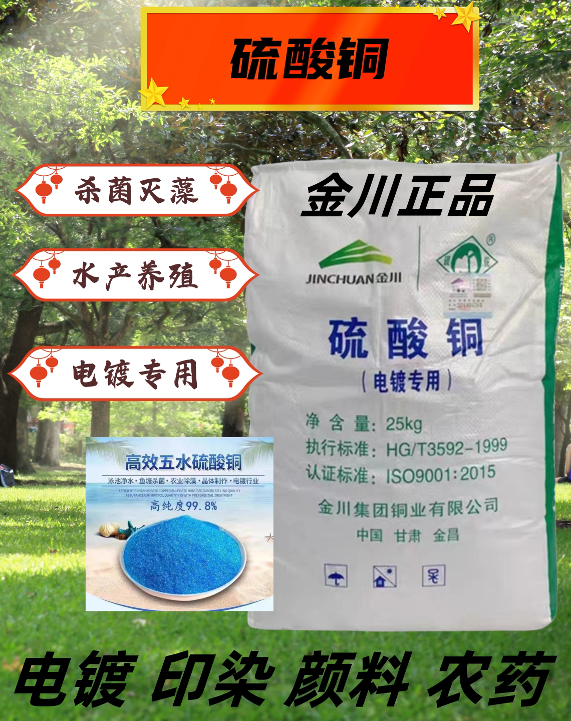 硫酸铜电镀硫酸铜杀菌除藻剂