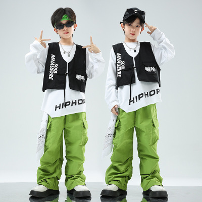 儿童街舞演出服少儿模特走秀潮服嘻哈男童套装hiphop架子鼓服装