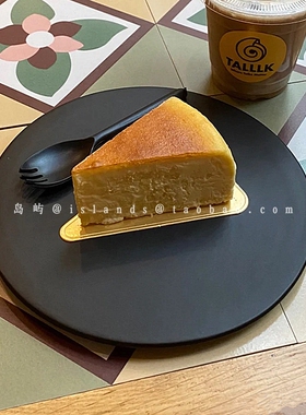 高级感ins圆形黑色点心盘下午茶甜品蛋糕盘简约陶瓷碟子松饼盘子