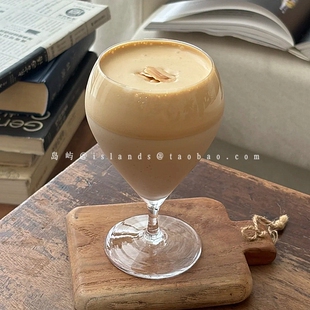 水滴杯甜品杯特调水果茶杯子 ins高颜值复古矮脚杯咖啡杯创意个性