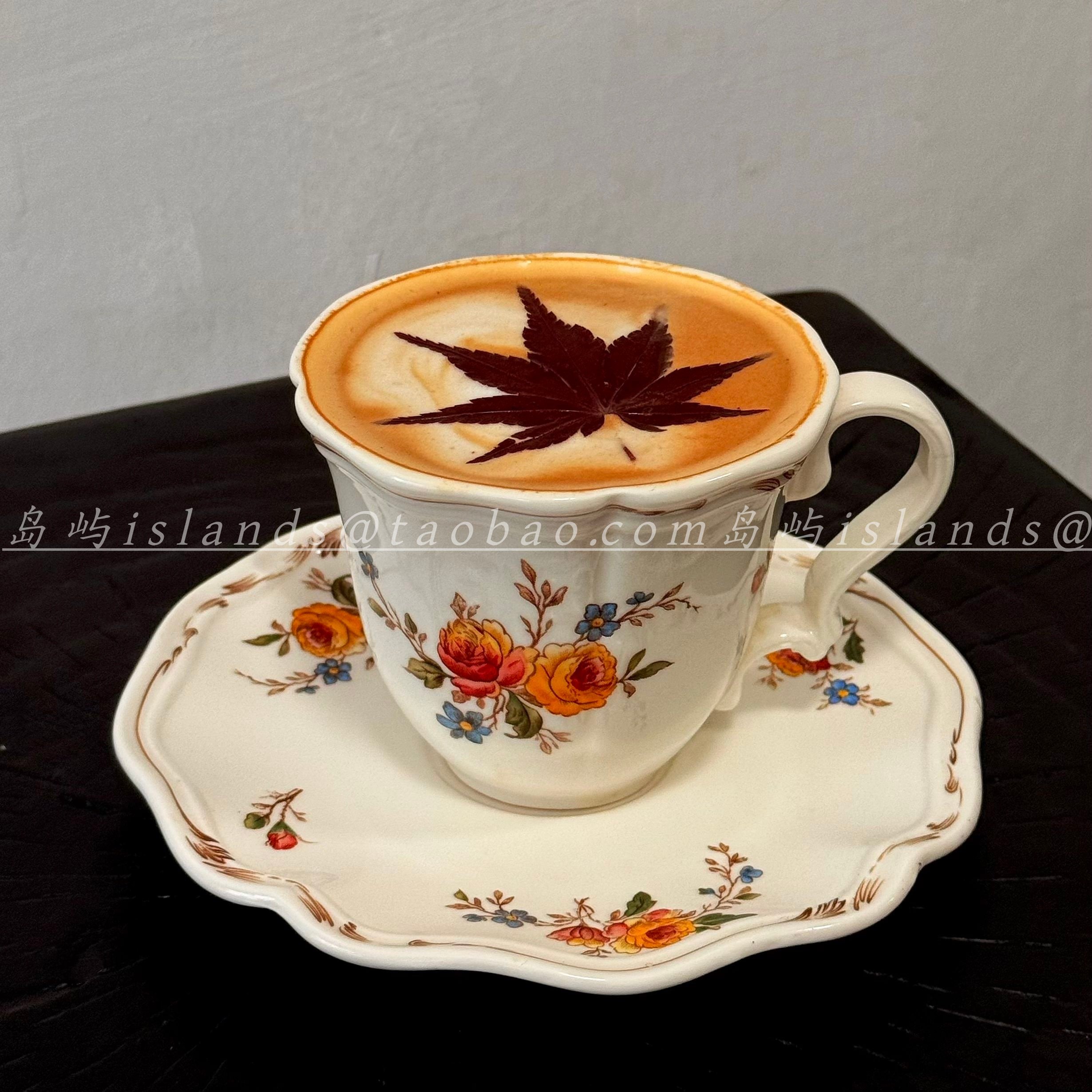 法式复古ins风玫瑰庄园陶瓷杯碟下午茶精致咖啡杯家用早餐牛奶杯