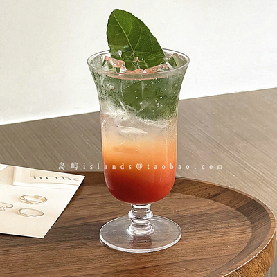 创意ins风玻璃花苞矮脚鸡尾酒杯