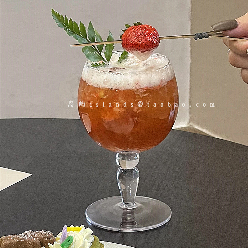 简约ins矮脚创意圆形透明香槟杯
