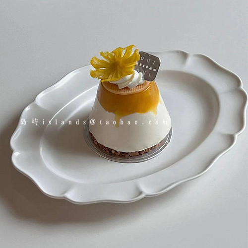 法式简约椭圆形陶瓷蛋糕盘